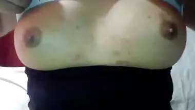 Busty indian girl shows big boobs and dark nipples