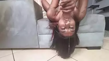 Indian Sloppy Upside Down Dildo Gag Deepthroat